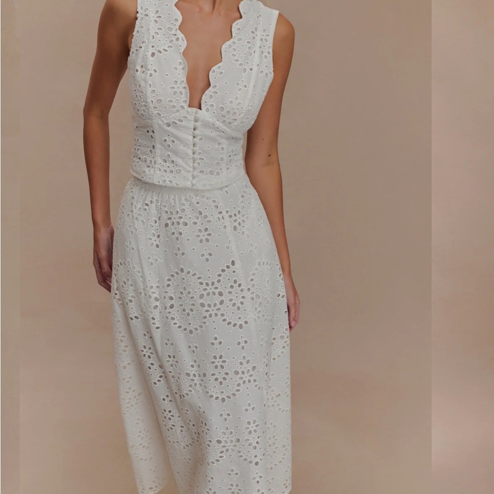 Meshki White Eyelet Midi Dress - Picture 4 of 6